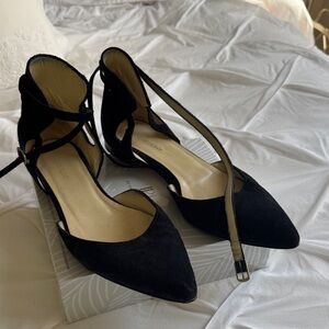 Sarah Flint Black Suede Flats with Ankle Straps